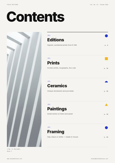 Art & Gallery — Contents page