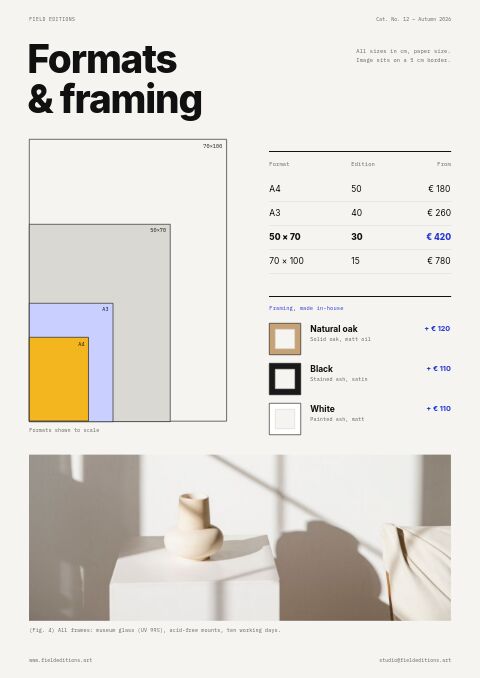 Art & Gallery — Size / Spec Guide page