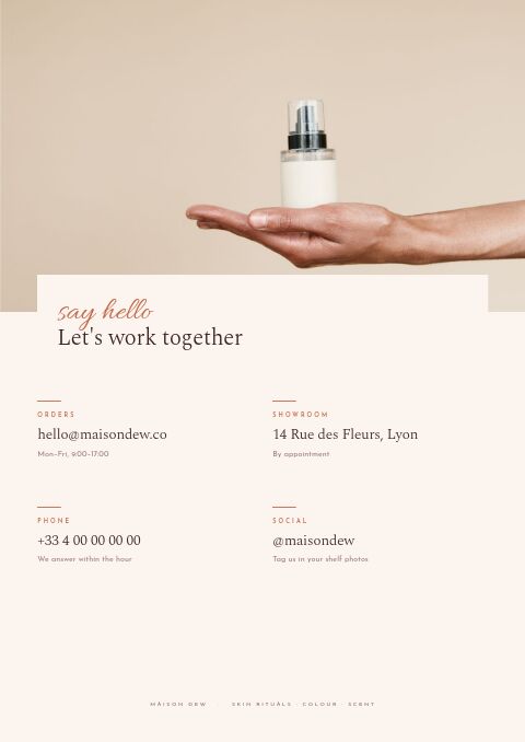 Beauty & Cosmetics — Contact / Info page