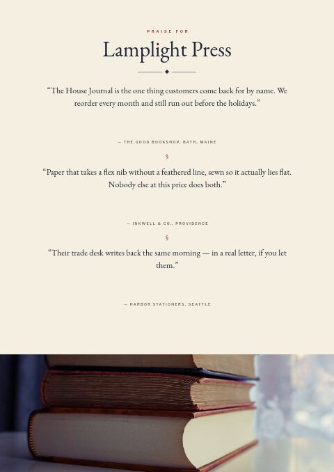 Books & Stationery — Testimonials page