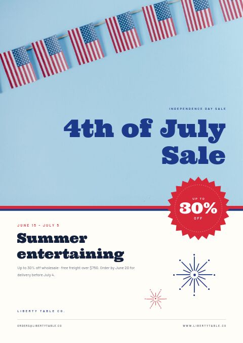 4th of July Sale catalog template cover