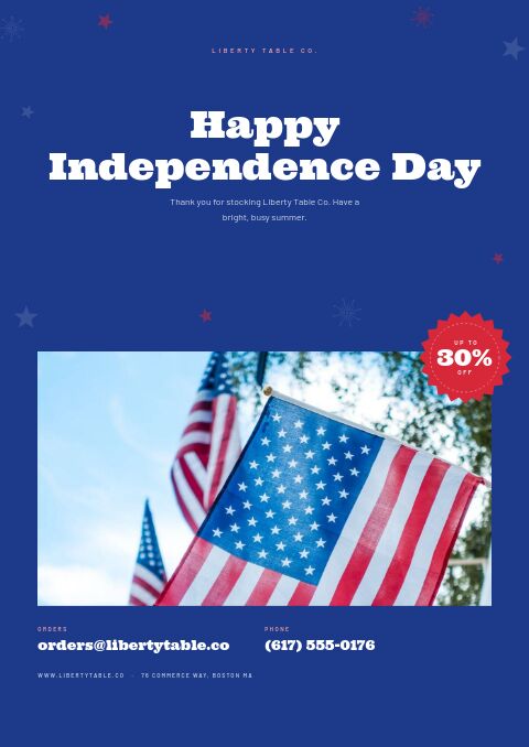 4th of July Sale — Back Cover page