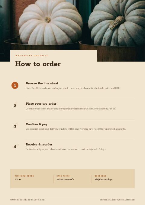 Autumn Collection — How to Order page