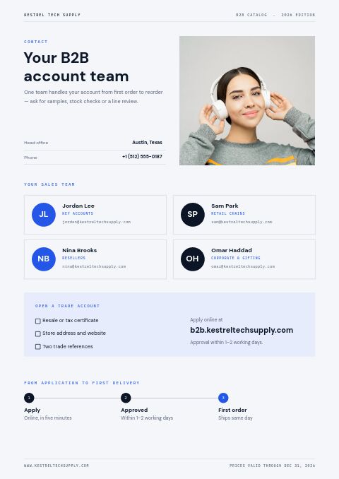 B2B Catalog — Contact / Info page