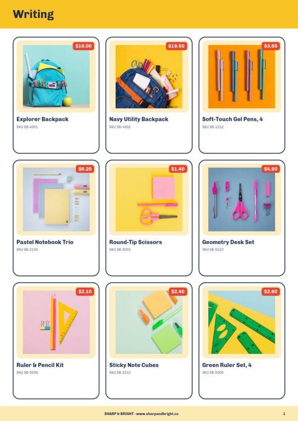 Back to School — product page, 3 × 3 grid