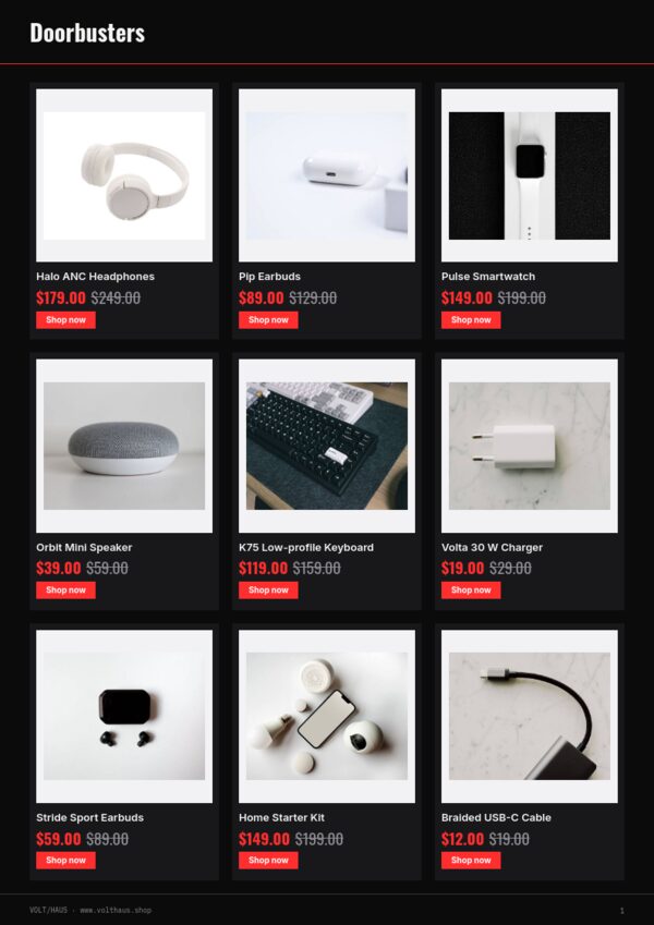 Black Friday — product page, 3 × 3 grid