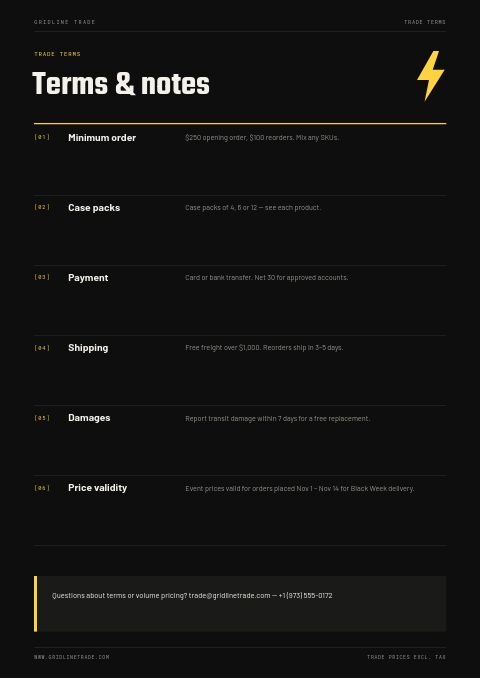 Black Week — Notes / Terms page