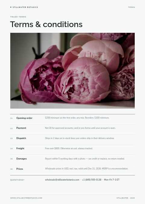 Clean Catalog — Notes / Terms page