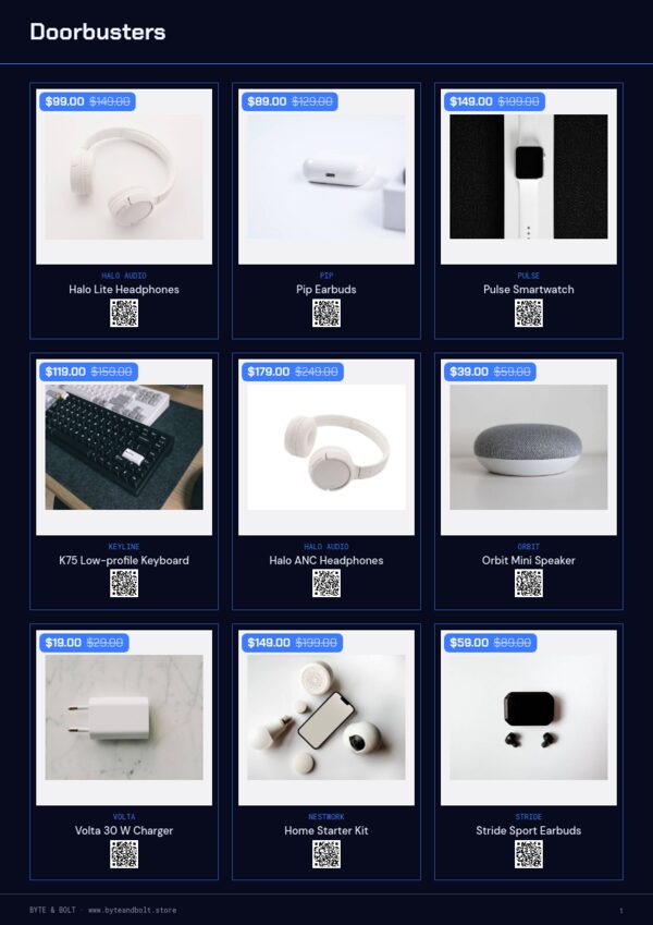 Cyber Monday — product page, 3 × 3 grid