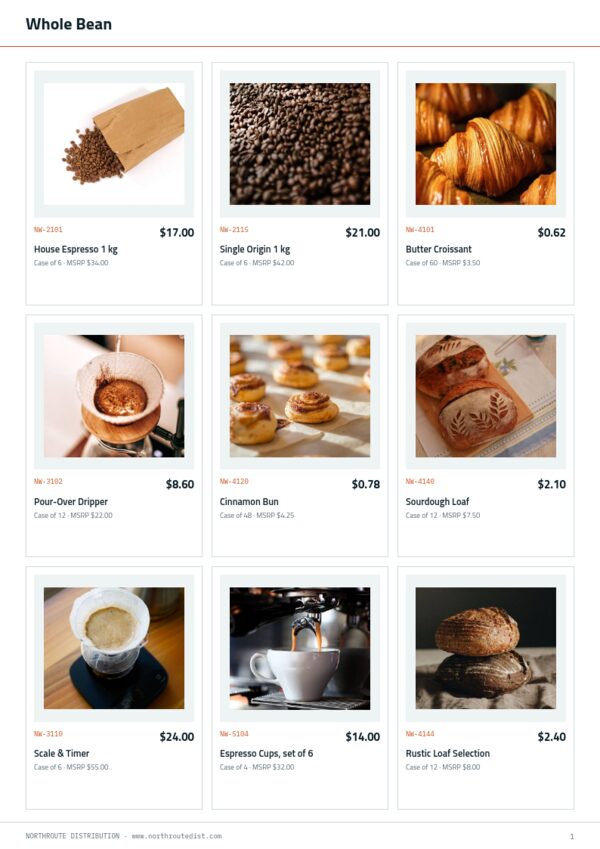 Distributor Catalog — product page, 3 × 3 grid