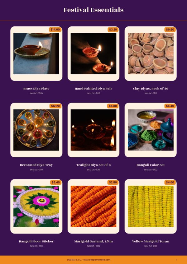 Diwali — product page, 3 × 3 grid