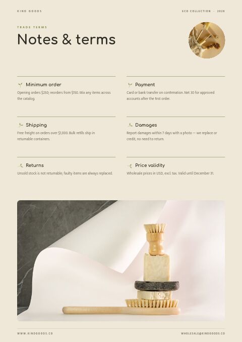 Eco Collection — Notes / Terms page
