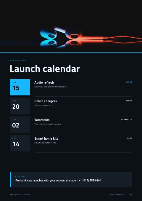 Electronics Catalog — Event / Launch page