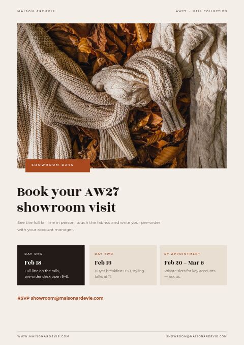 Fall Collection — Event / Launch page