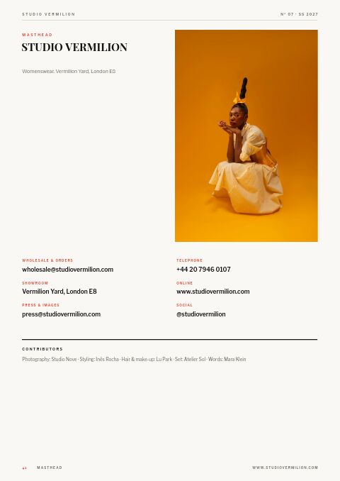 Fashion Lookbook — Contact / Info page