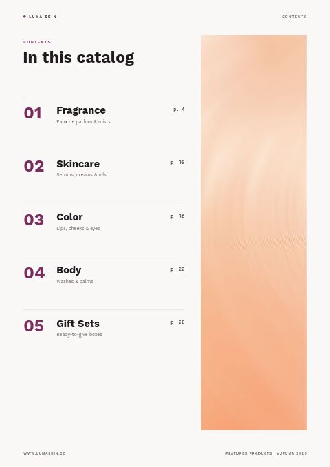 Featured Products — Contents page