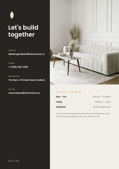 Furniture Catalog — Contact / Info page