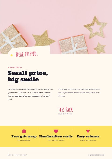 Gifts Under $25 — Welcome / About page