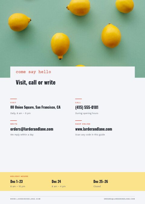 Last-Minute Gifts — Contact / Info page