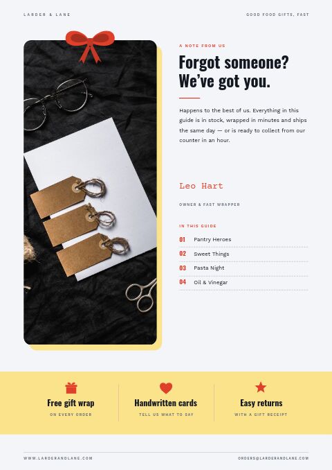 Last-Minute Gifts — Welcome / About page