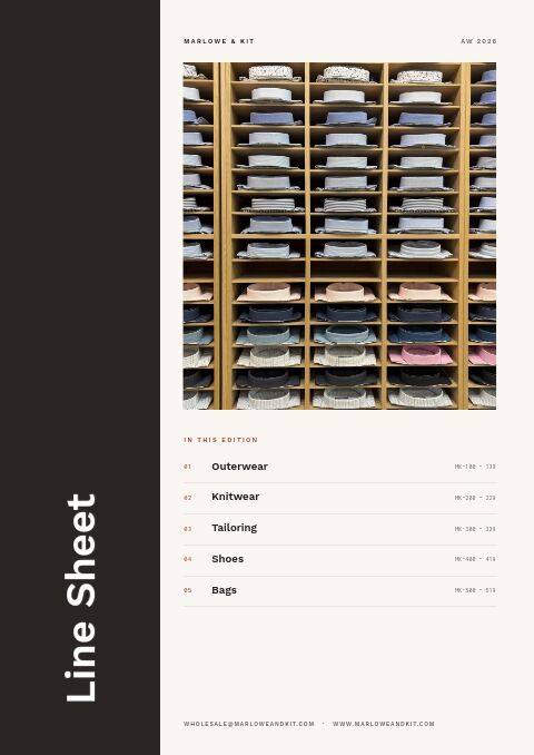 Line Sheet — Cover · band page