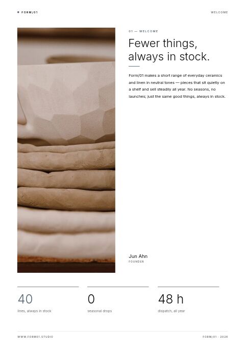 Minimal Catalog — Welcome / About page