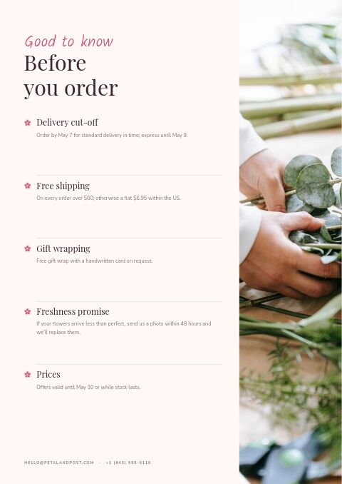 Mother’s Day — Notes / Terms page