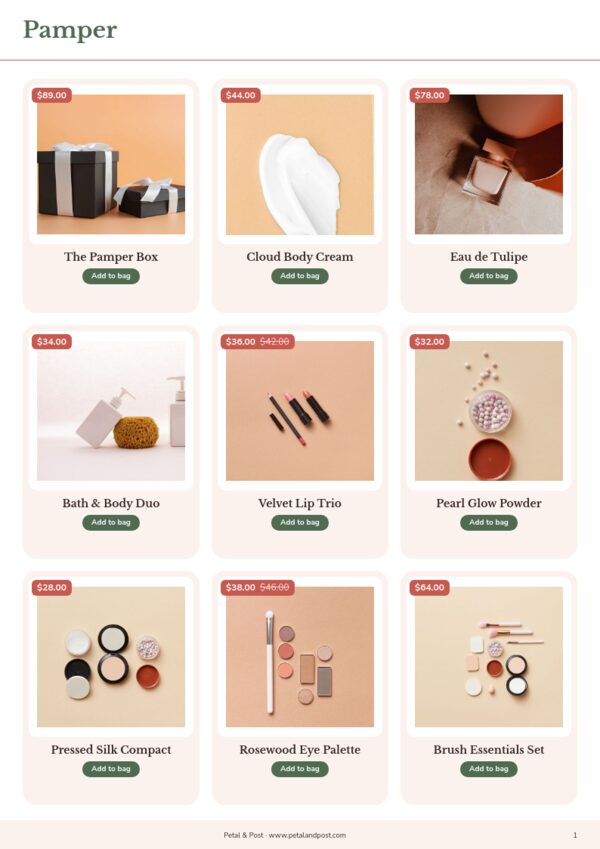 Mother’s Day Gift Guide — product page, 3 × 3 grid