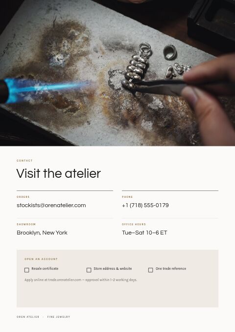 New Collection — Contact / Info page