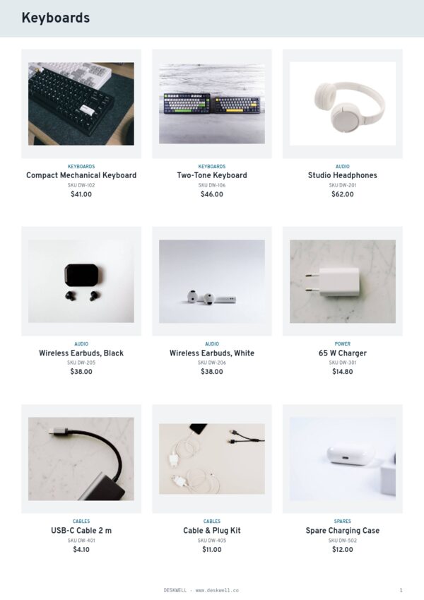 Office Collection — product page, 3 × 3 grid