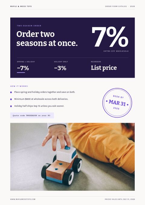 Order Form Catalog — Promo / Sale page