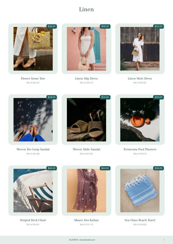 Resort Collection — product page, 3 × 3 grid