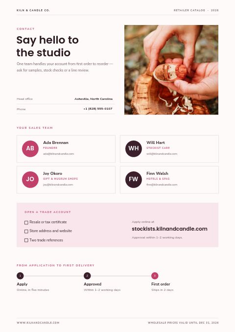Retailer Catalog — Contact / Info page