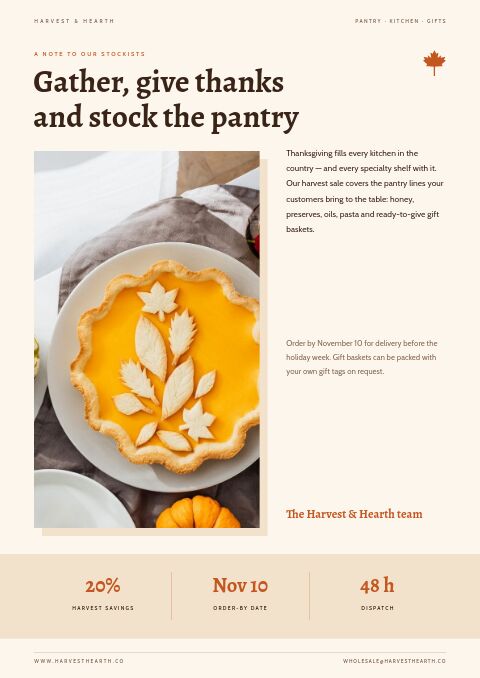 Thanksgiving Sale — Welcome / About page