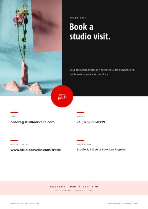 Up to 50% Off — Contact / Info page
