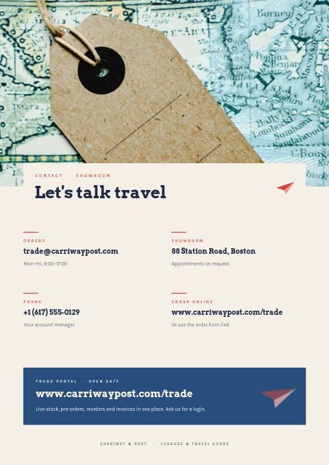 Vacation & Travel Collection — Contact / Info page