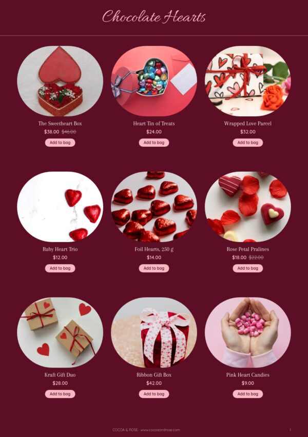 Valentine’s Day — product page, 3 × 3 grid