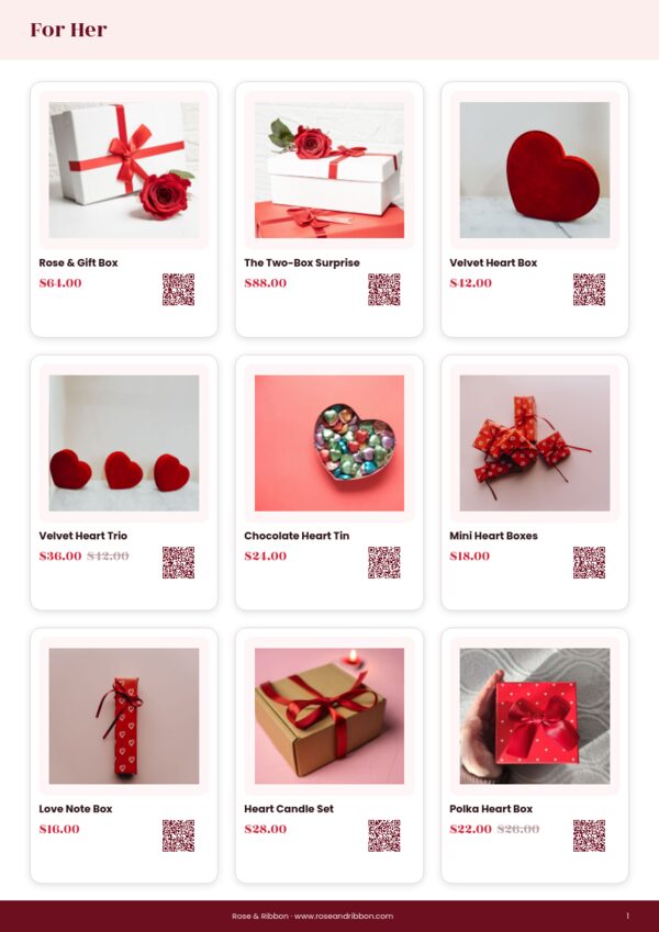 Valentine’s Gift Guide — product page, 3 × 3 grid