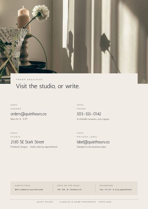 Candles & Home Fragrance — Contact / Info page