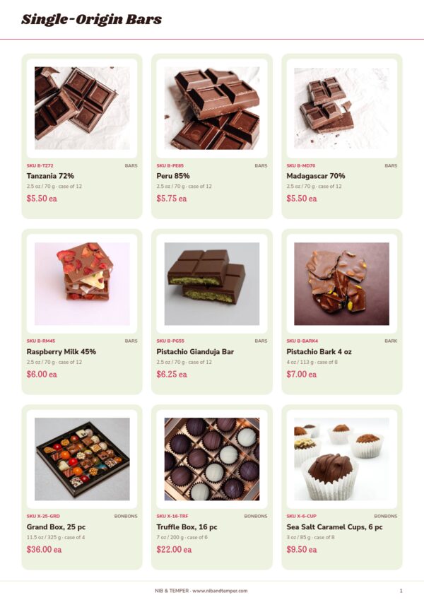 Chocolate & Confectionery — product page, 3 × 3 grid