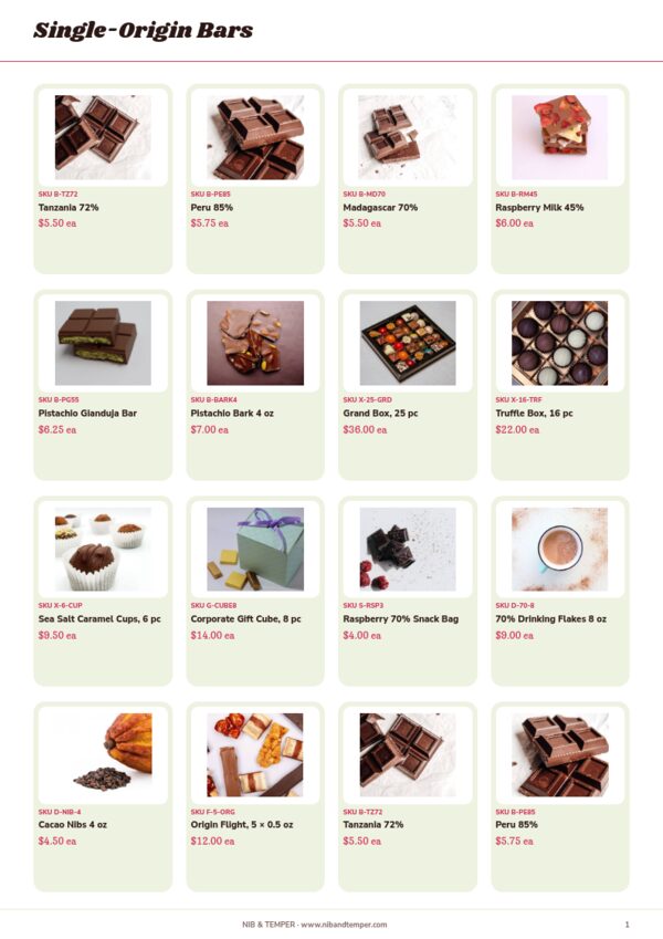 Chocolate & Confectionery — product page, 4 × 4 grid