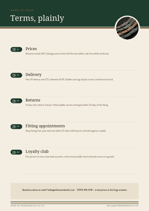 Equestrian & Country — Notes / Terms page