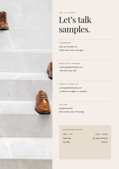 Fashion & Apparel — Contact / Info page