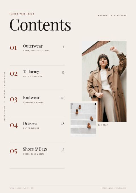 Fashion & Apparel — Contents page