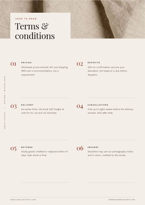 Fashion & Apparel — Notes / Terms page