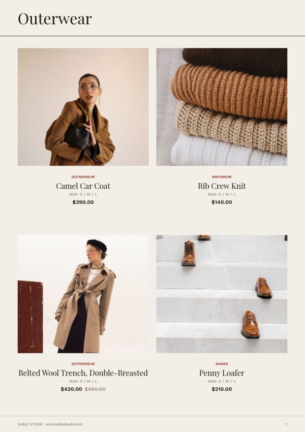 Fashion & Apparel — product page, 2 × 2 grid