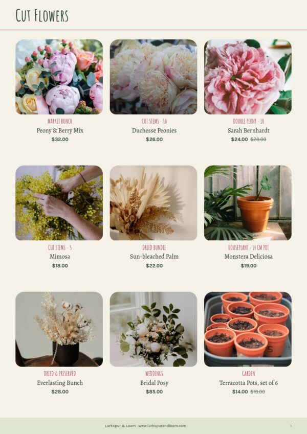 Garden & Floral — product page, 3 × 3 grid