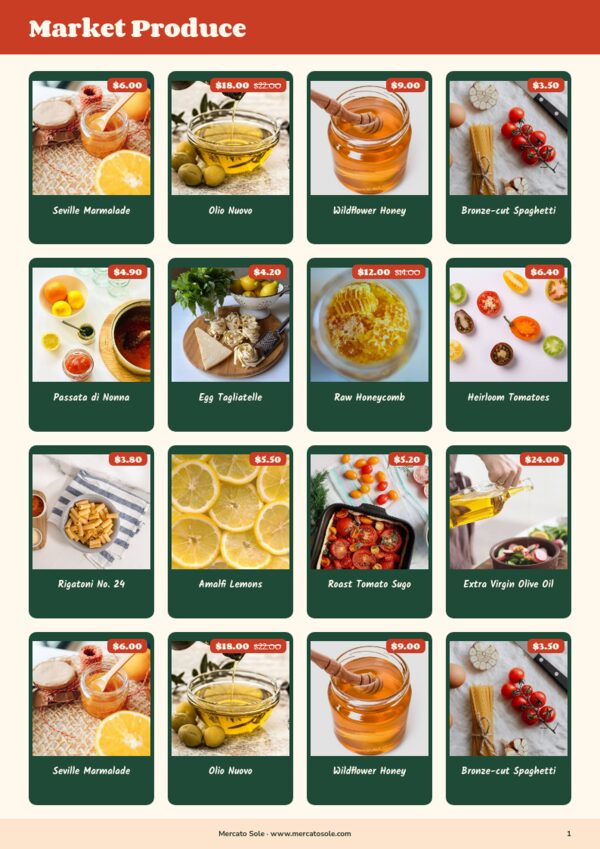 Food & Beverage — product page, 4 × 4 grid