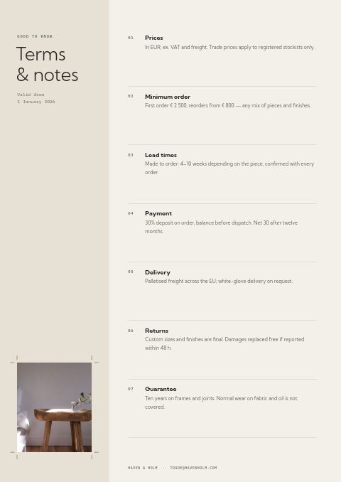 Furniture & Home — Notes / Terms page