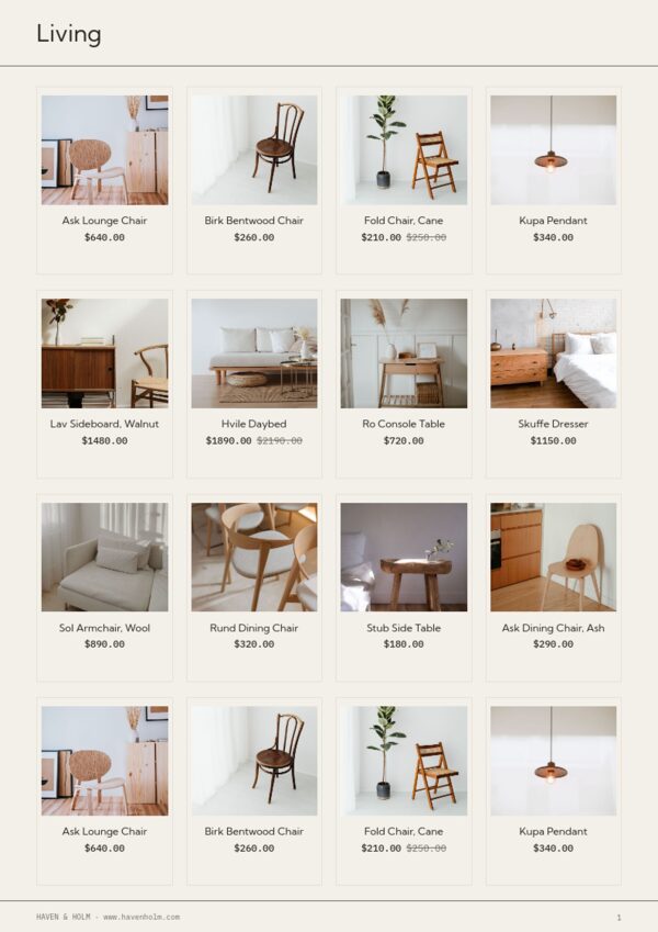 Furniture & Home — product page, 4 × 4 grid